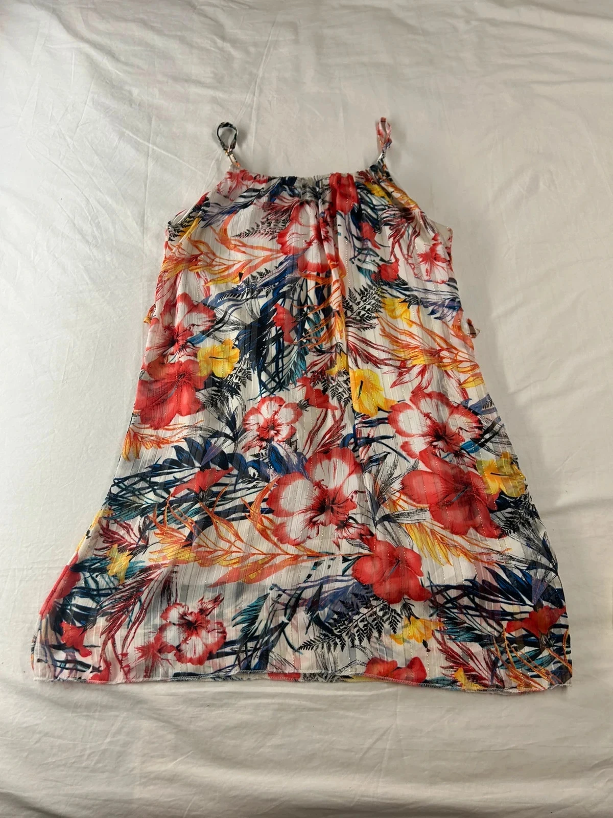 Robe courte multicolore à motifs vintage